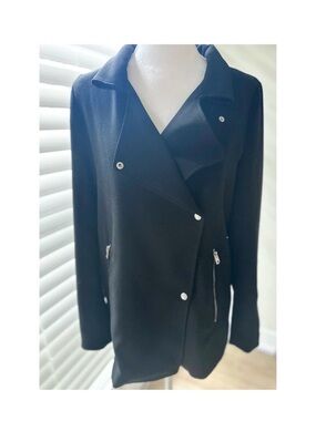 Wilfred Black Asymmetrical Snap-Front Blazer Jacket